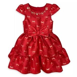 Disney Store Minnie Mouse Holiday Girl's Dress Gems Sparkle Fancy Party Size 7/8